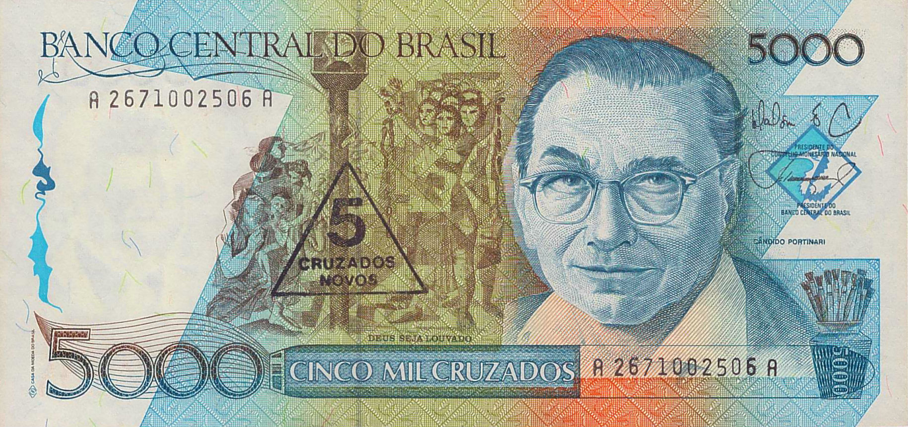 Brazil 5 1989 UNC P-217/a